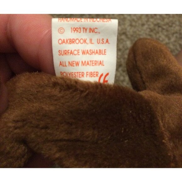 VINTAGE * TY Beanie Baby Plush - 1993 CHOCOLATE Moose - Picture 8 of 8
